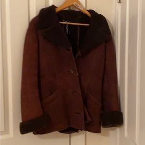 Vintage leather shearling coat